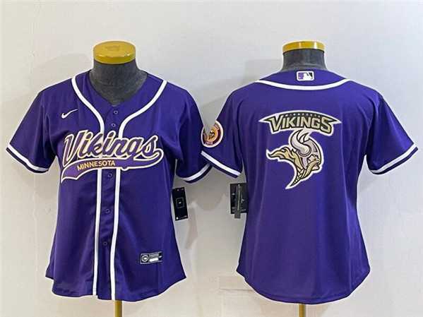 Women's Minnesota Vikings Purple Team Big Logo With Patch Cool Base Stitched Baseball Jersey,We sell and wholesale Women's Minnesota Vikings Purple Team Big Logo With Patch Cool Base Stitched Baseball Jersey on line form chian!